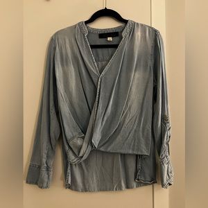 Francesca’s Blue Rain Denim Top - Size Small
